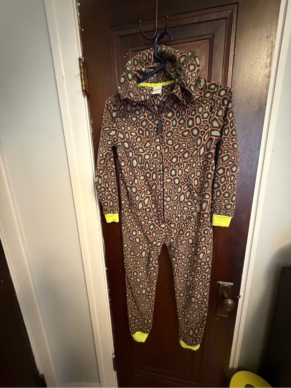 Kids Printed Fleece One-Piece with Neon Trim dinosaur